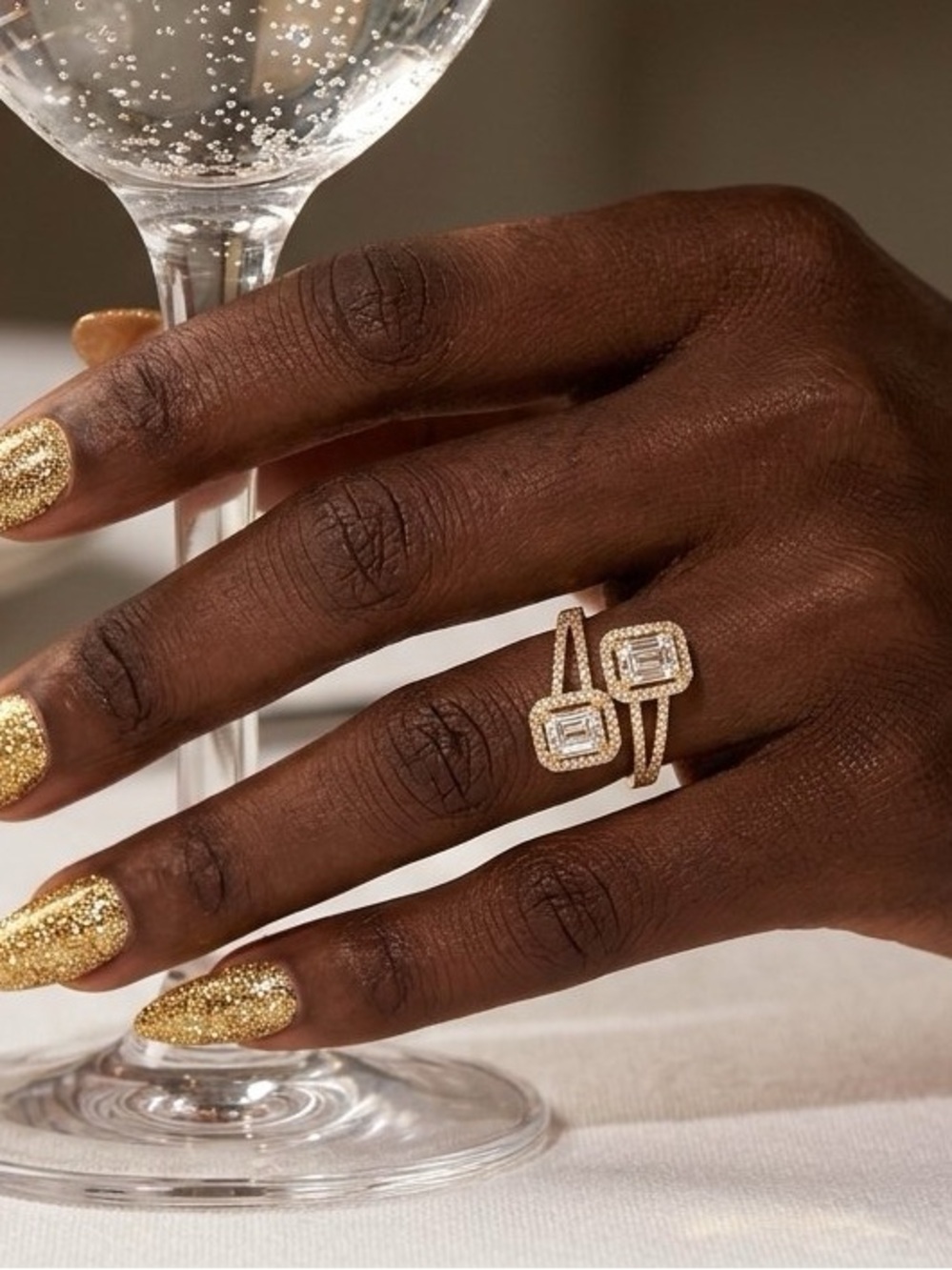 Iced Out Romance Bling Adjustable Ring Coquette Statement Band Old Money Glam